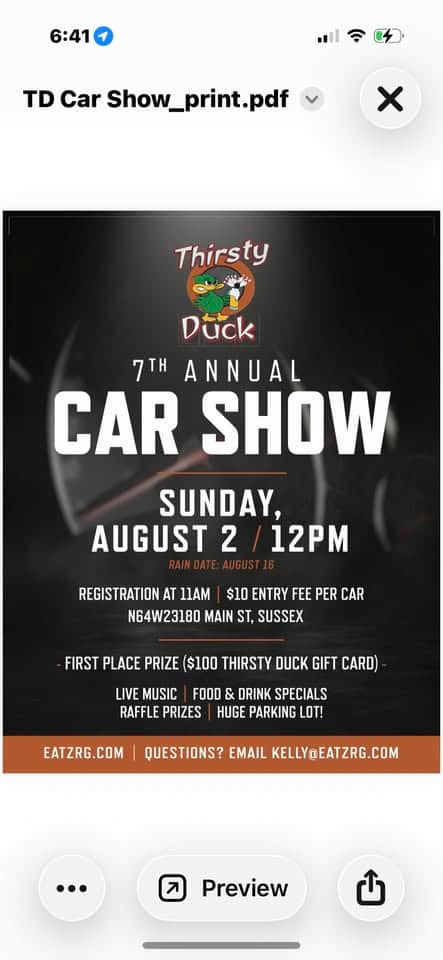 7th Annual Car Show at Thirsty Duck