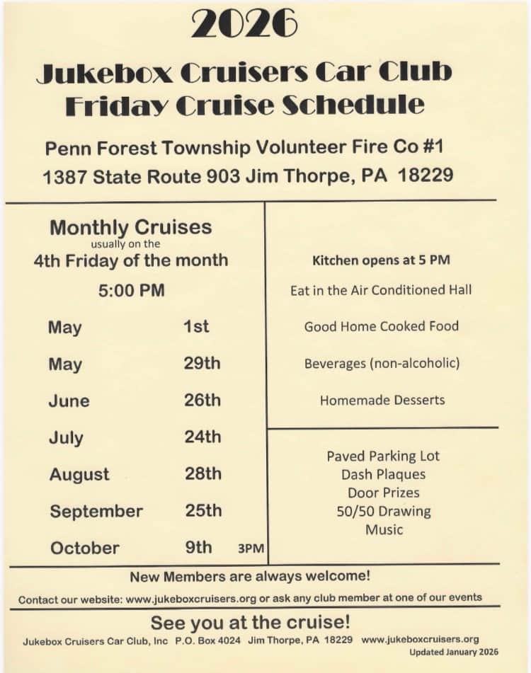 Jukebox Cruisers Car Club Friday Cruise