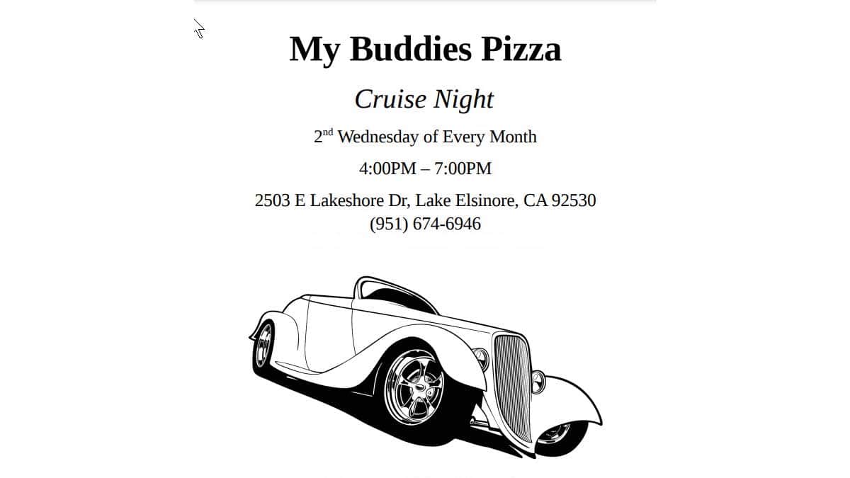My Buddies Pizza Cruise Night