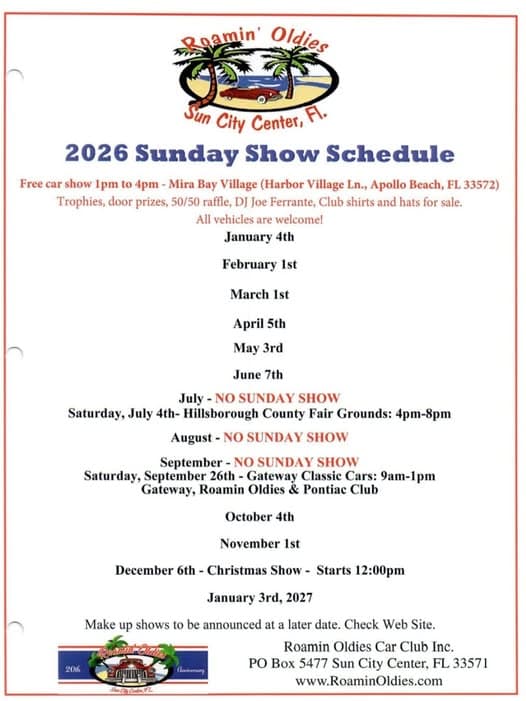 Roamin’ Oldies Free Sunday Car Show