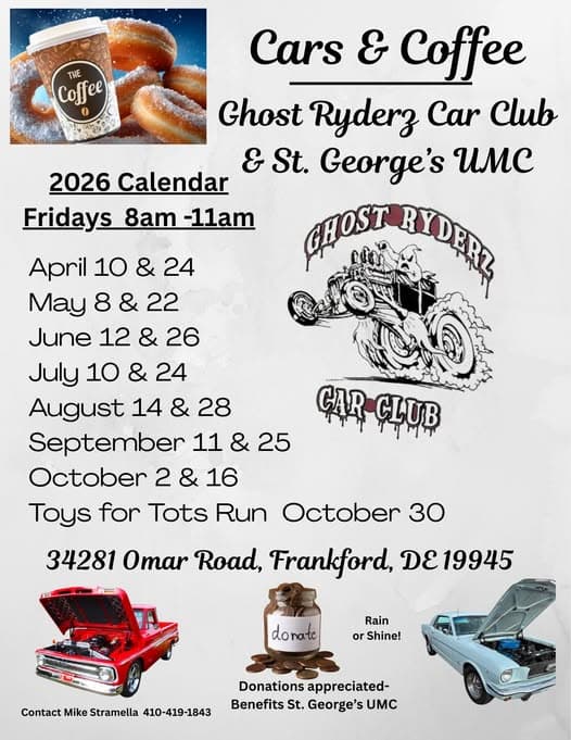 Cars & Coffee Ghost Ryderz Car Club & St. George’s UMC