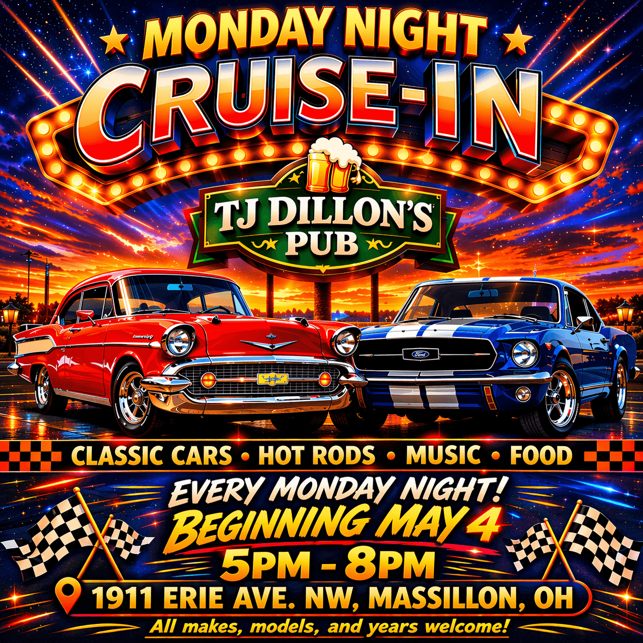 TJ Dillon’s Pub Monday Night Cruise-In