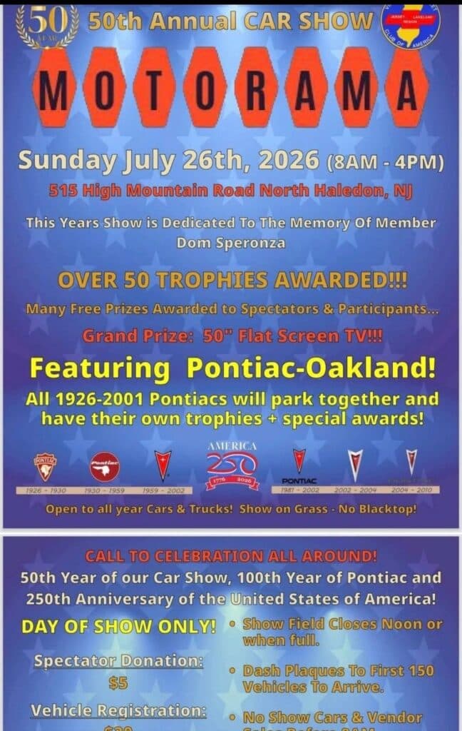 Jersey Region Pontiac-Oakland Club of America 50th Annual Motorama Car Show
