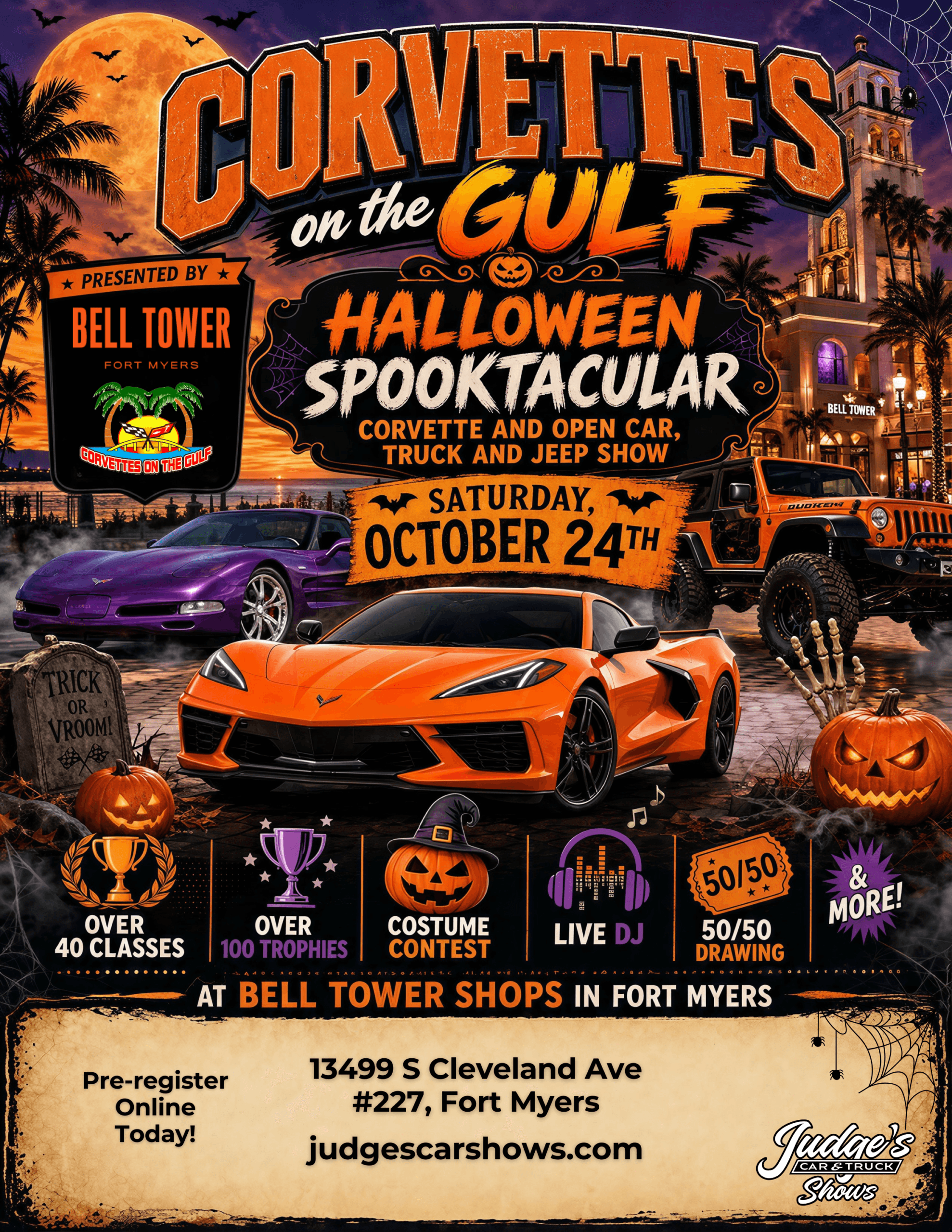 Halloween Spooktacular Corvette and Open Car, Truck & Jeep Show at Bell Tower!