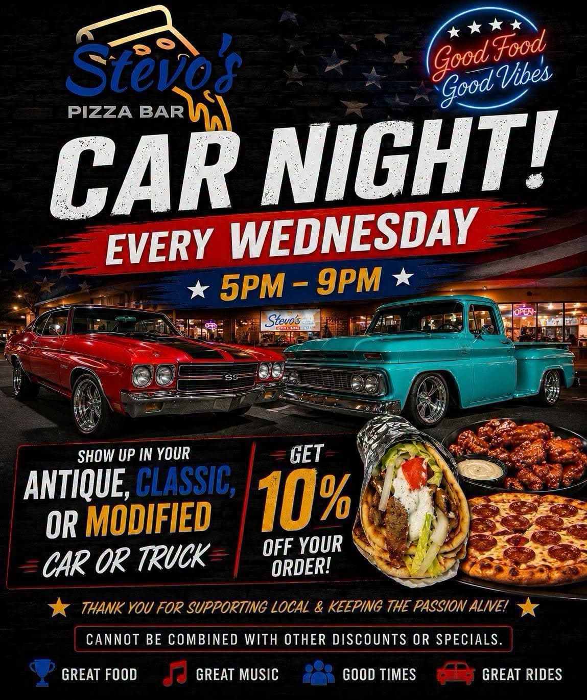 Stevo’s Pizza Bar Car Night