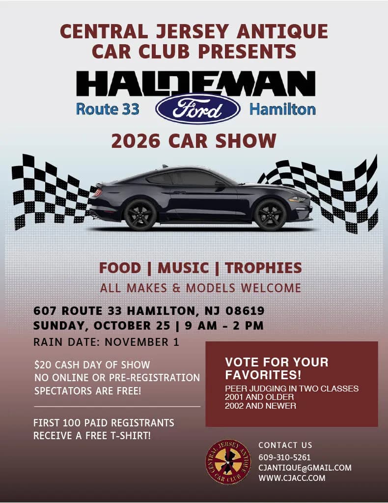 Central Jersey Antique Car Club Presents Haldeman Ford 2026 Car Show