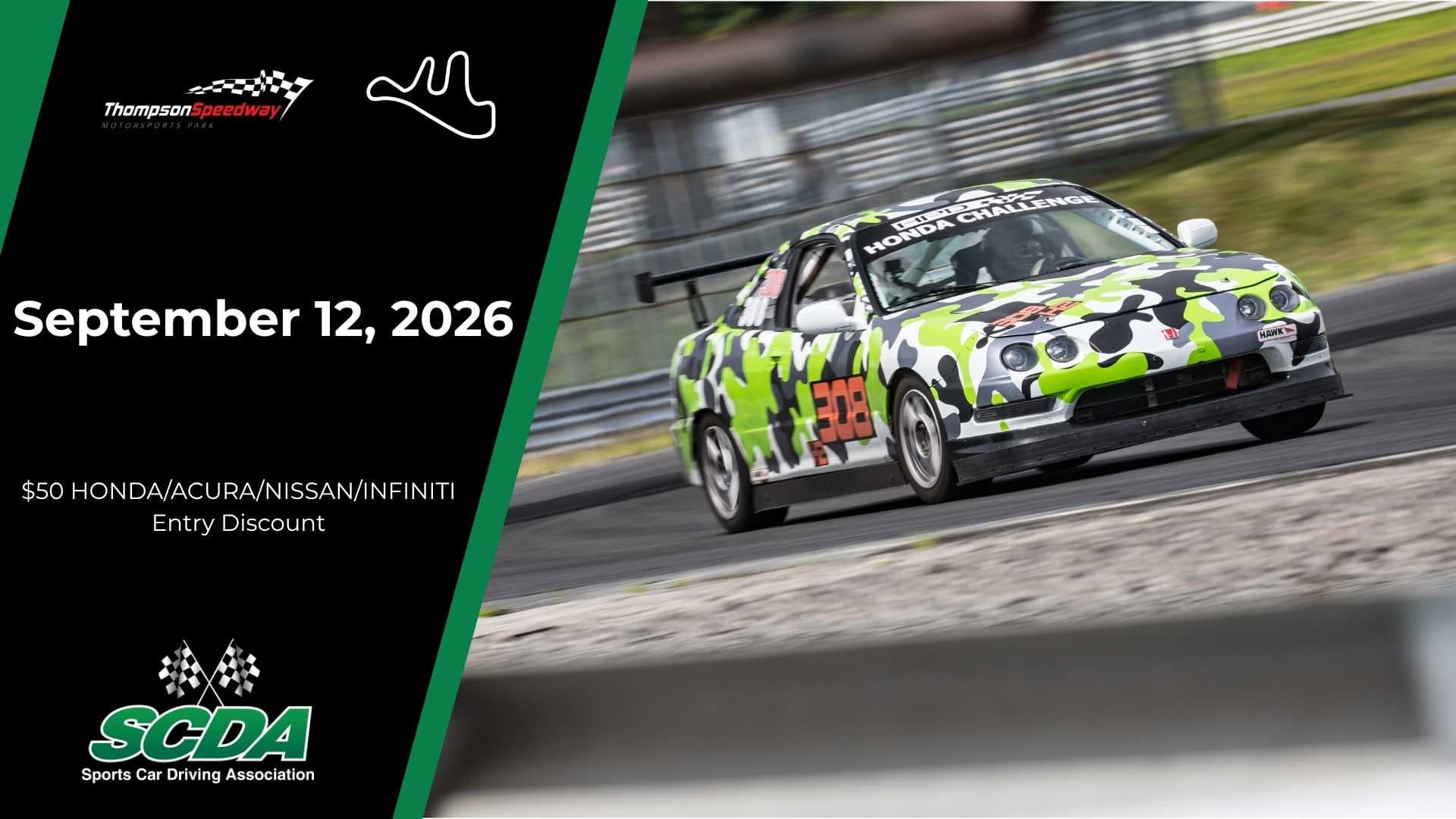 SCDA- Thompson Speedway- Track Day- September 12, 2026