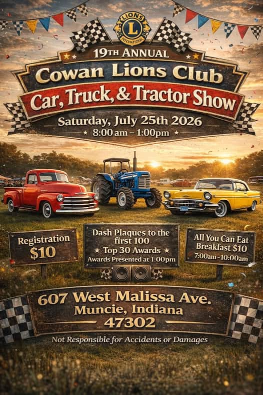 19th Annual Cowan Lions Club Car, Truck, & Tractor Show