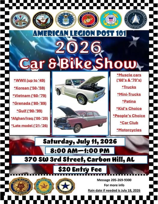 American Legion Post 101 2026 Car & Bike Show