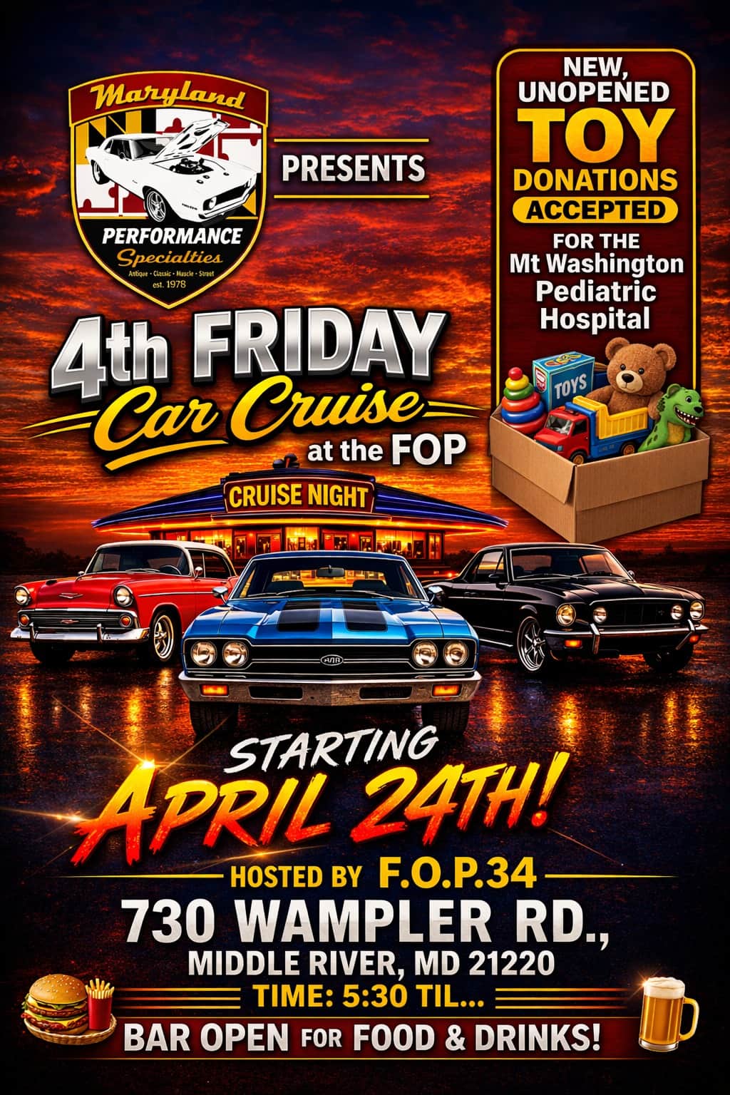 Maryland Performance Specialties Presents 4th Friday Car Cruise At The Fop