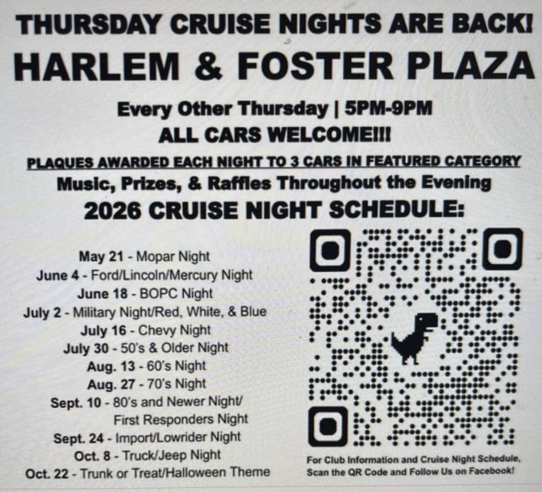 Thursday Cruise Nights Are Back! Harlem & Foster Plaza
