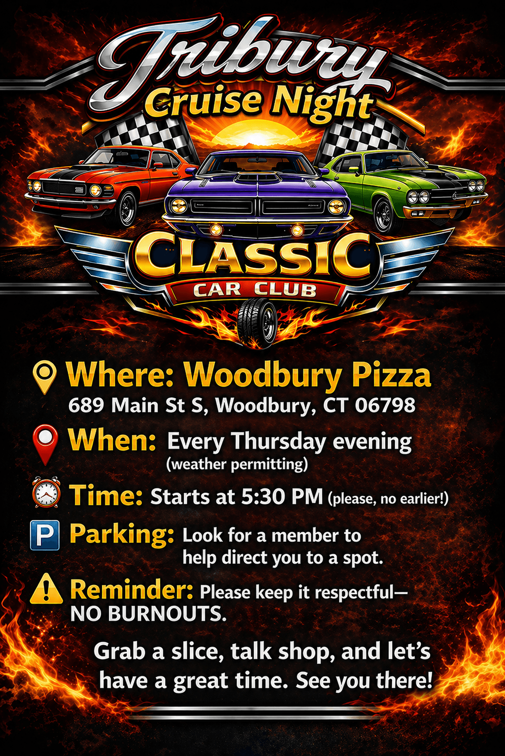 Thursday evening Cruise night Woodbury CT