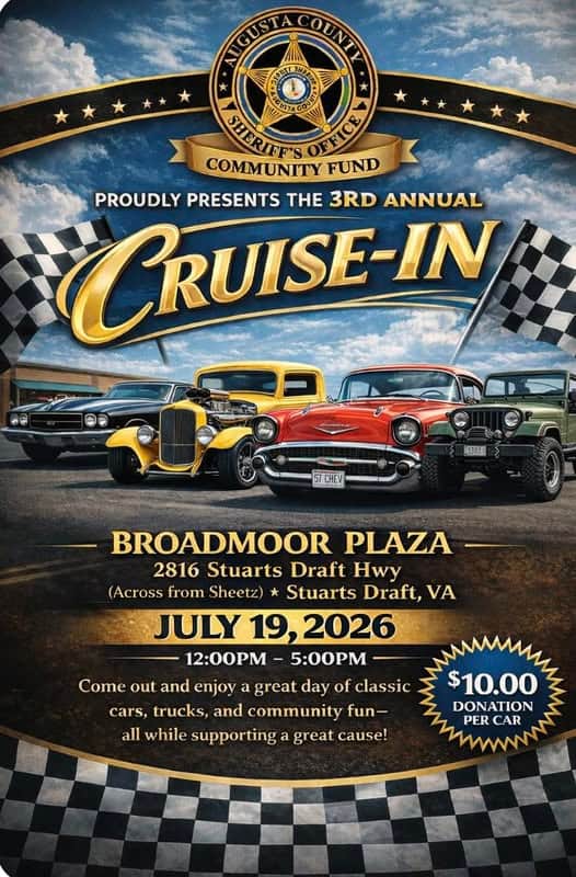 Augusta County Sheriff’s Office Proudly Presents The 3rd Annual Cruise-In