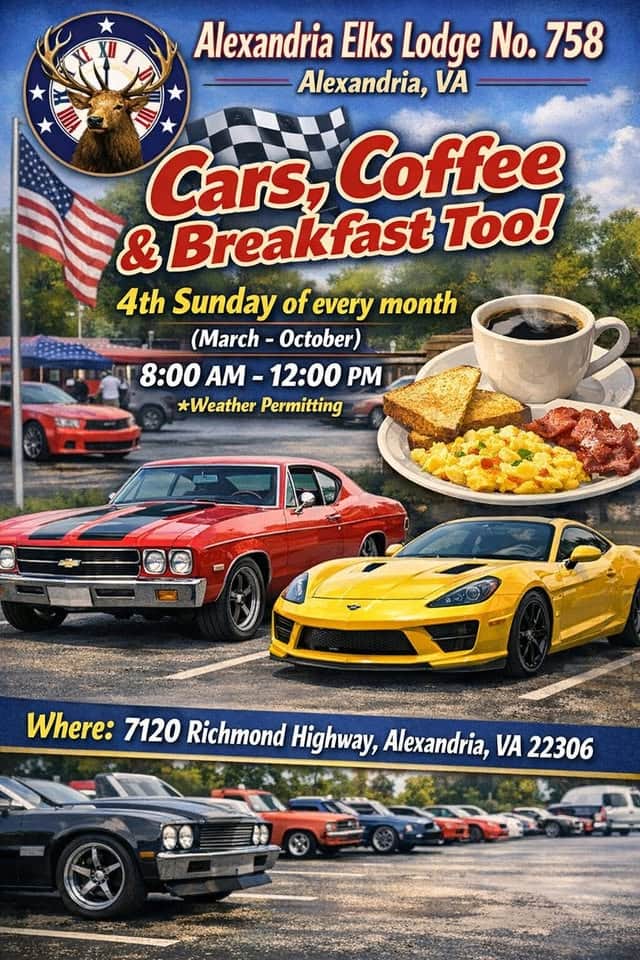 Cars, Coffee & Breakfast T00! – Alexandria, VA Monthly Community Car Meet