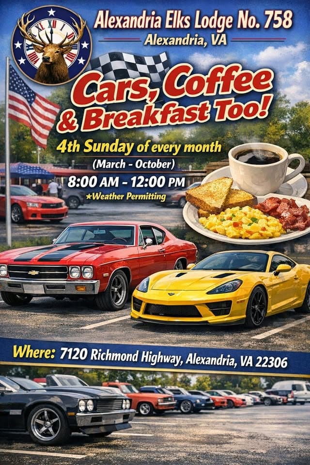 Cars, Coffee & Breakfast T00! – Alexandria, VA Monthly Community Car Meet