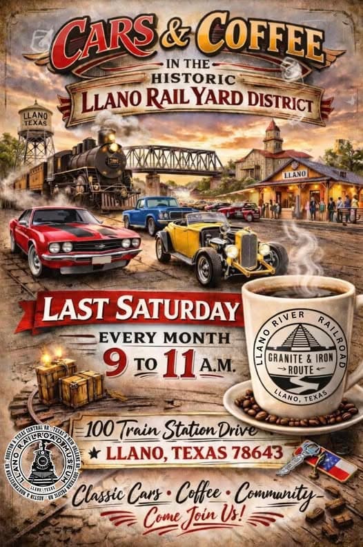 Cars & Coffee In The Historic Llano Rail Yard District