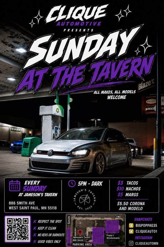 Clique Automotive Presents Sunday at the Tavern