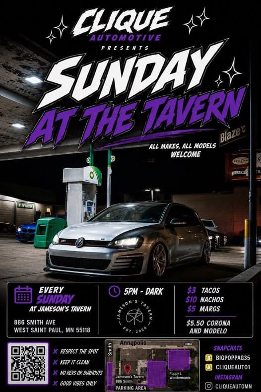 Clique Automotive Presents Sunday at the Tavern