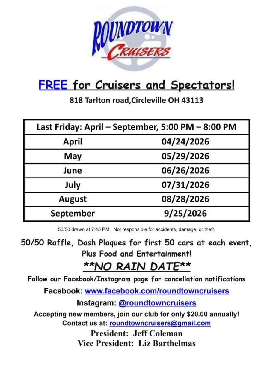 Roundtown Cruisers Free For Cruisers And Spectators!