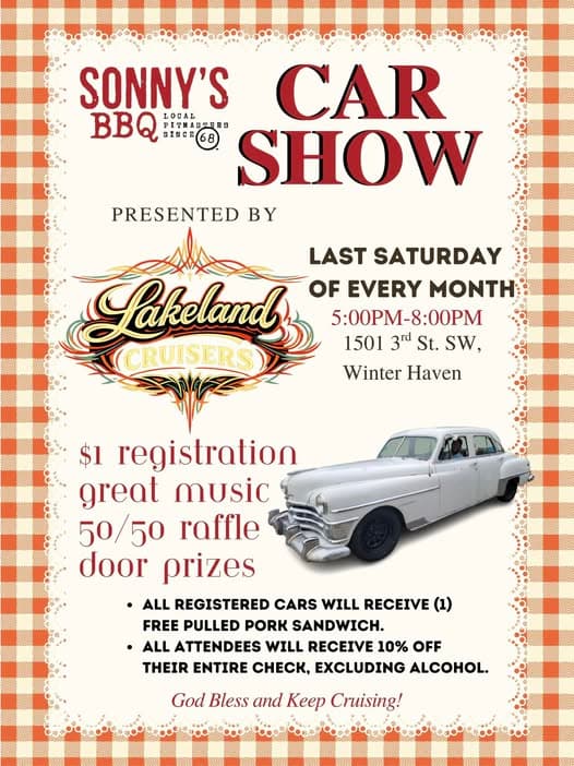 Sonny’s BBQ Car Show Presented by Lakeland Cruisers