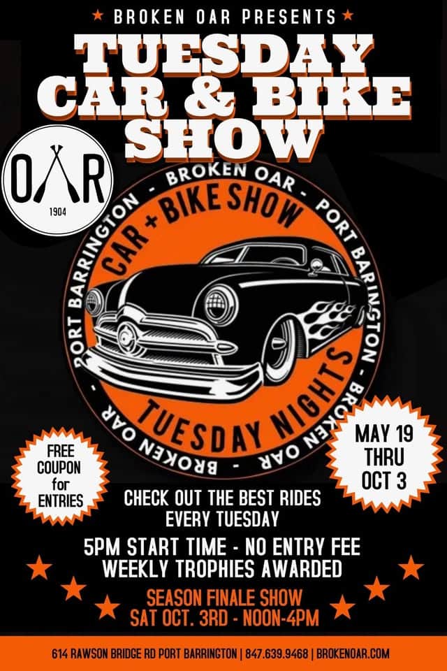 TUESDAY CAR & BIKE SHOW @ THE BROKEN OAR!