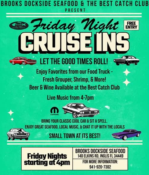 Brooks Dockside Seafood & the Best Catch Club Friday Night Cruise Ins