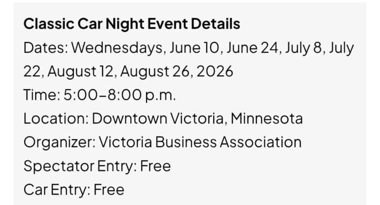 Victoria Business Association Classic Car Night