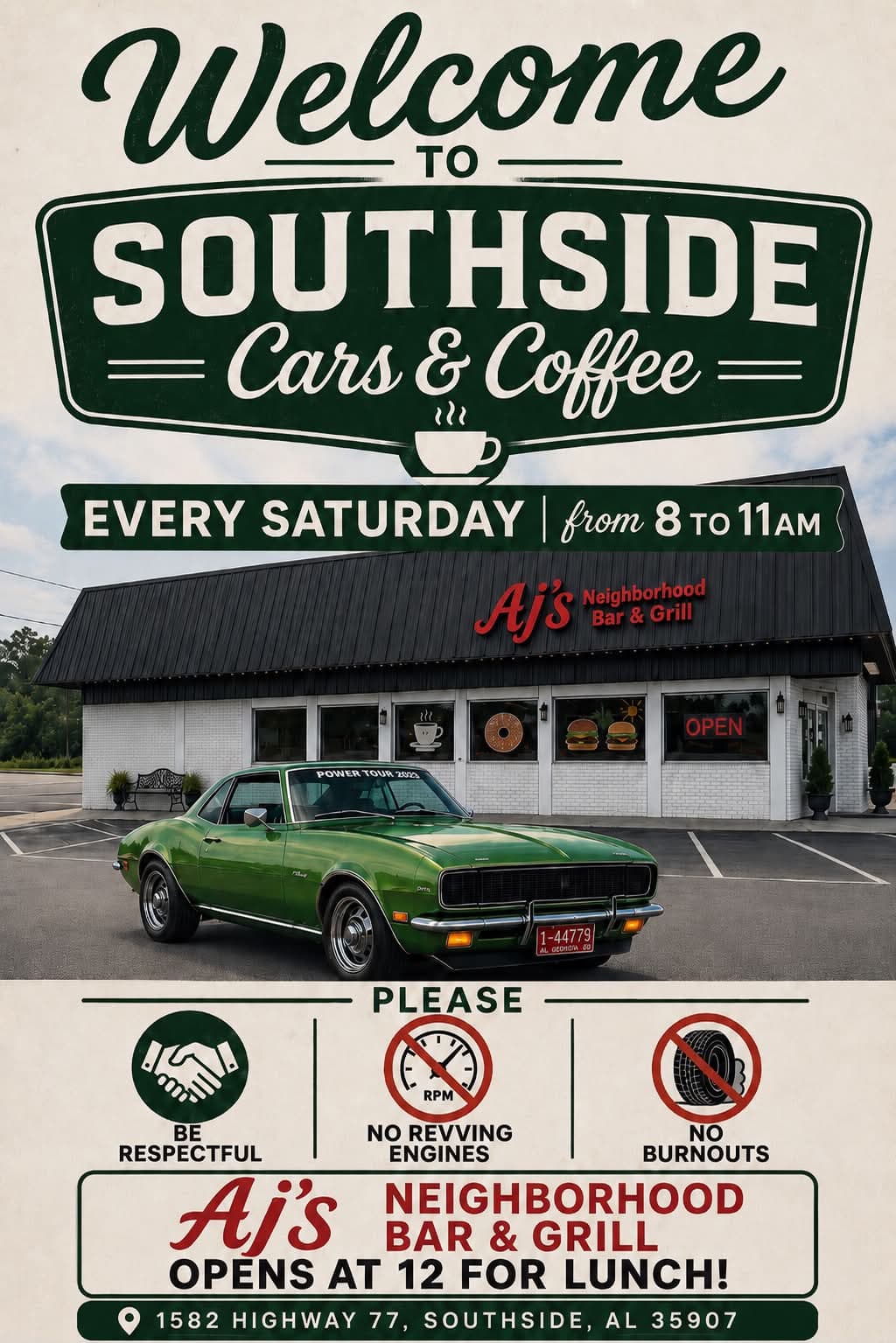 AJ’s Neighborhood Bar & Grill Southside Cars & Coffee