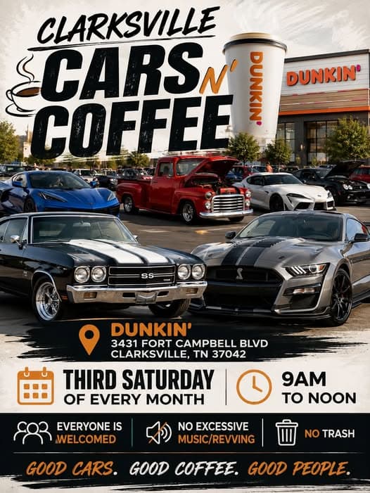 Clarksville Cars and Coffee at Dunkin’