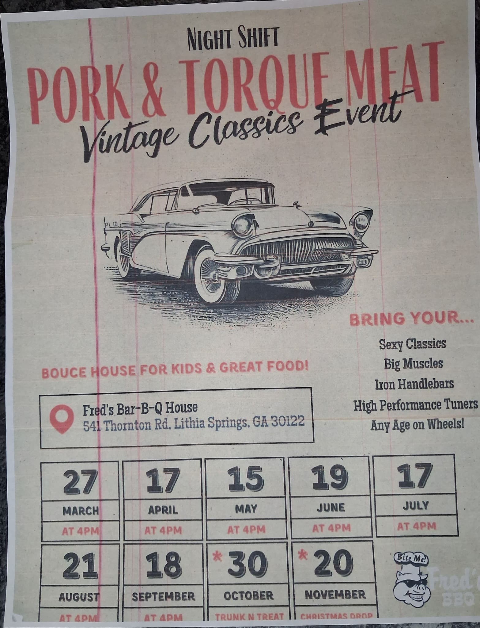 Fred’s Bar-B-Q House Night Shift Pork & Torque Meet