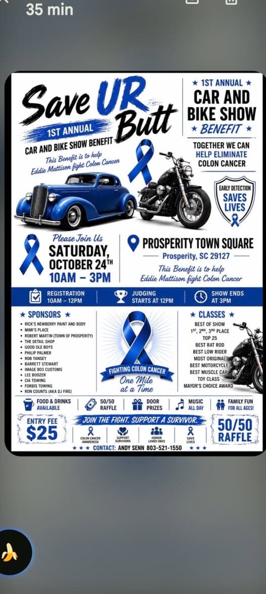 Prosperity Town Square 1st Annual Car and Bike Show Benefit for Eddie Mattison