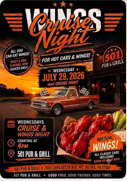 Wings Cruise Night at 501 Pub & Grill