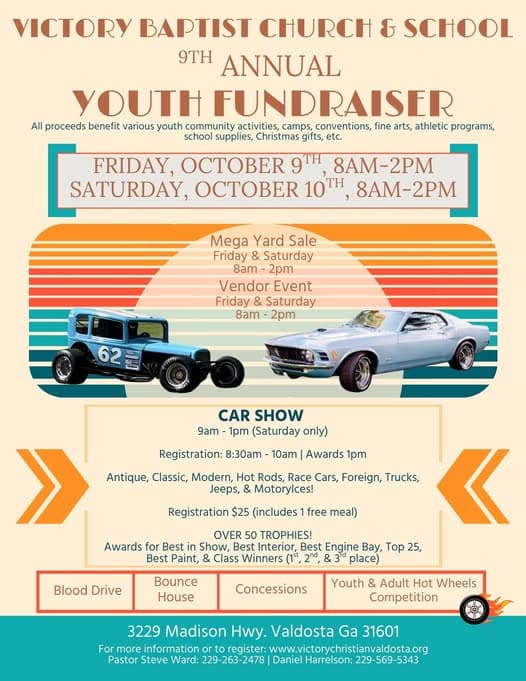 Victory Baptist Church & School 9th Annual Youth Fundraiser Car Show