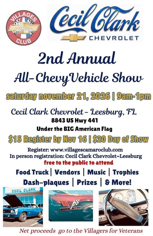 Villages Camaro Club 2nd Annual All-Chevy Vehicle Show