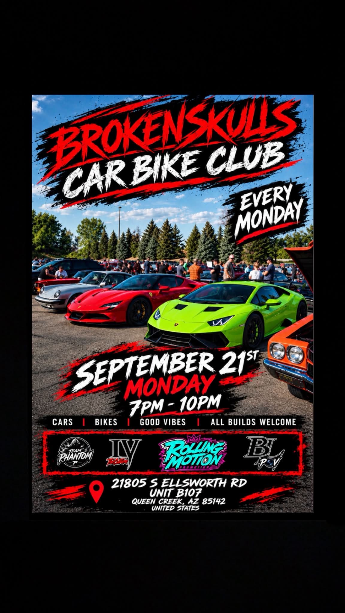 BrokenSkulls Car Bike Club Every Monday Meet