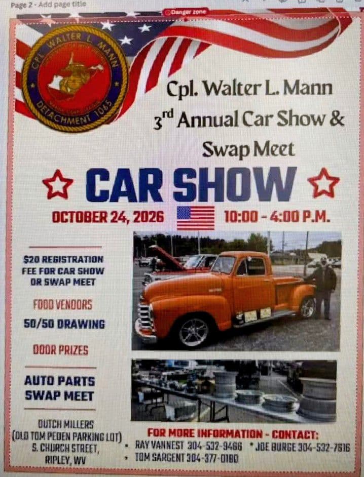 Cpl. Walter L. Mann 3rd Annual Car Show & Swap Meet