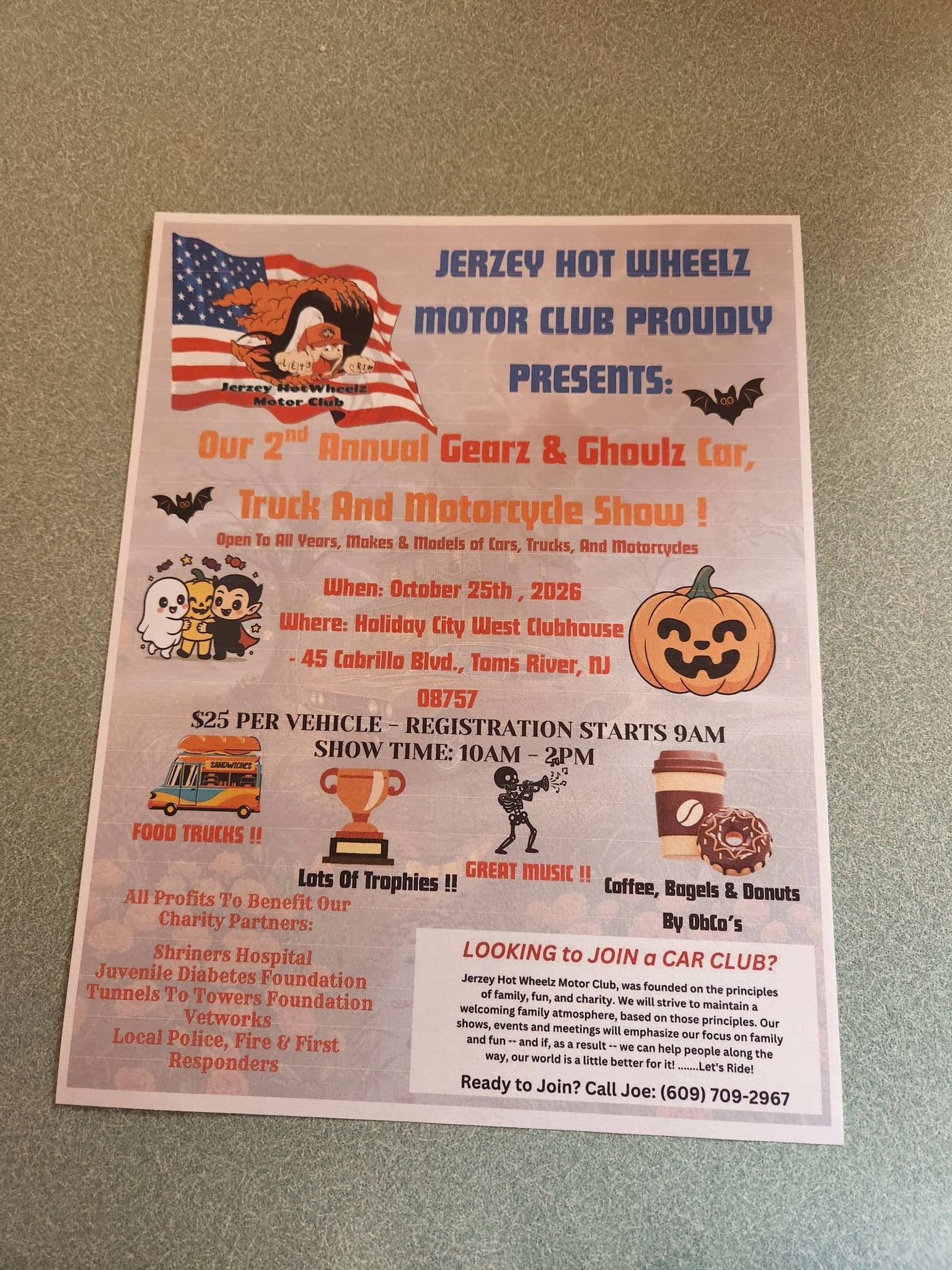 Jerzey Hot Wheelz Motor Club Presents: Our 2nd Annual Gearz & Ghoulz Car, Truck and Motorcycle Show