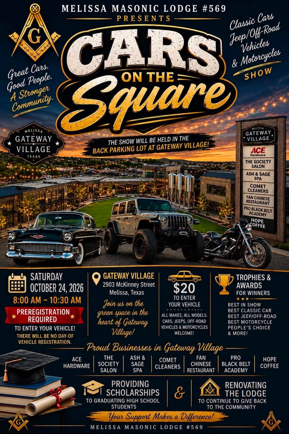 Melissa Masonic Lodge #569 Cars on the Square
