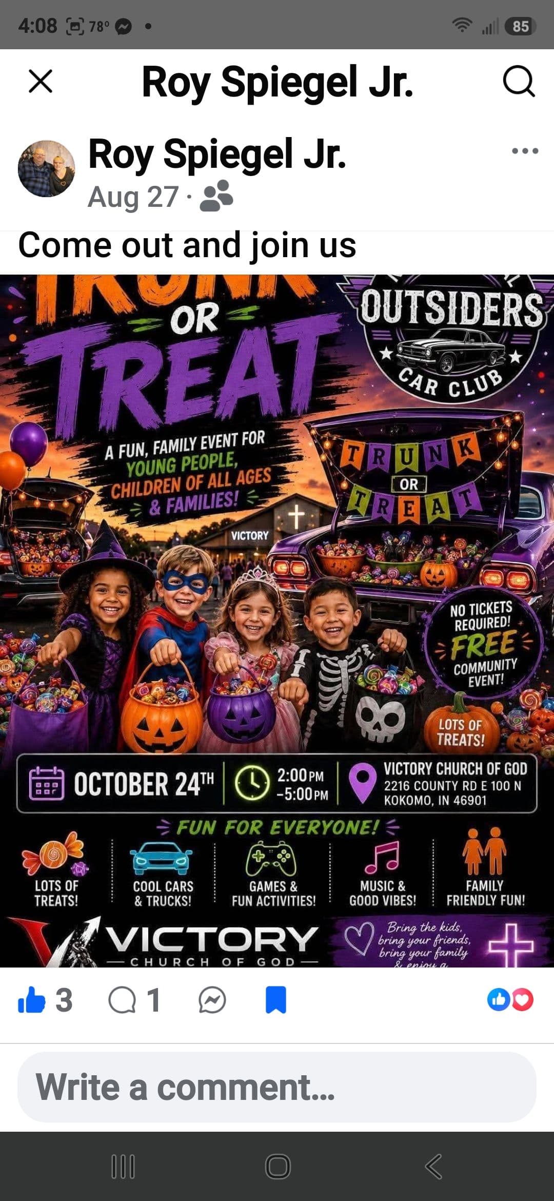 Outsiders Car Club Trunk or Treat