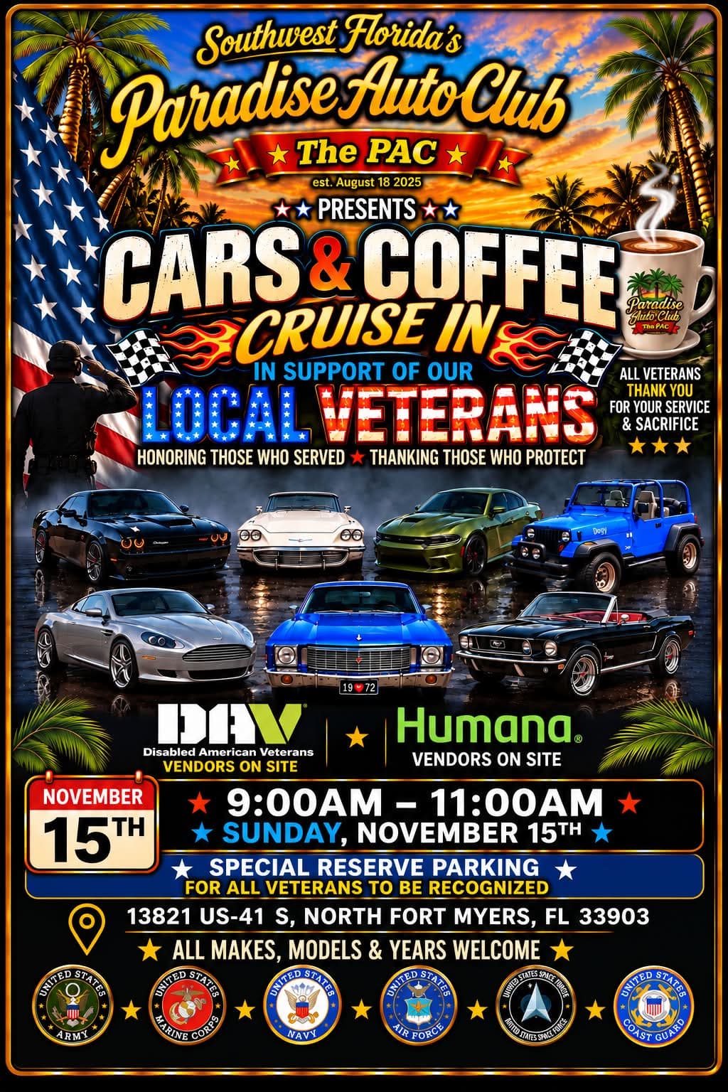 Paradise Auto Club Cars & Coffee Cruise In
