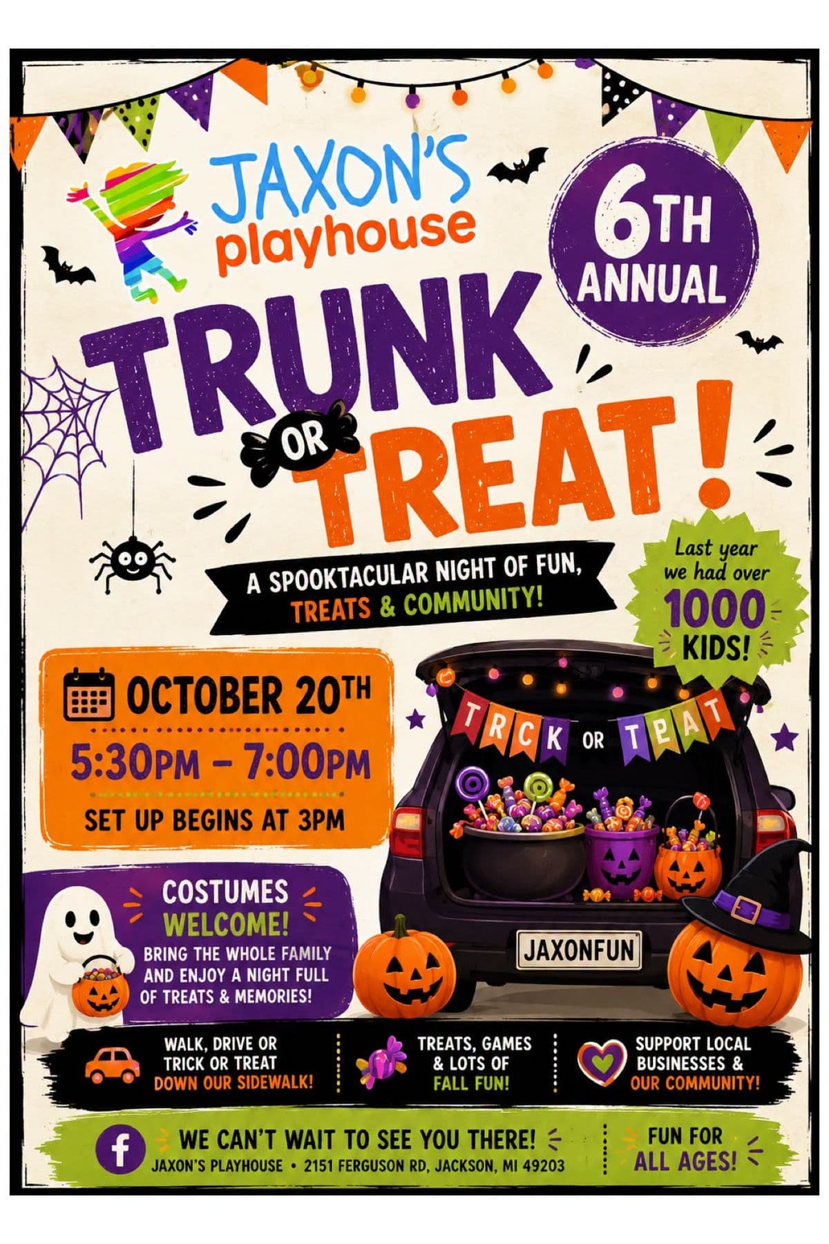 6th Annual Jaxon’s Playhouse Trunk or Treat