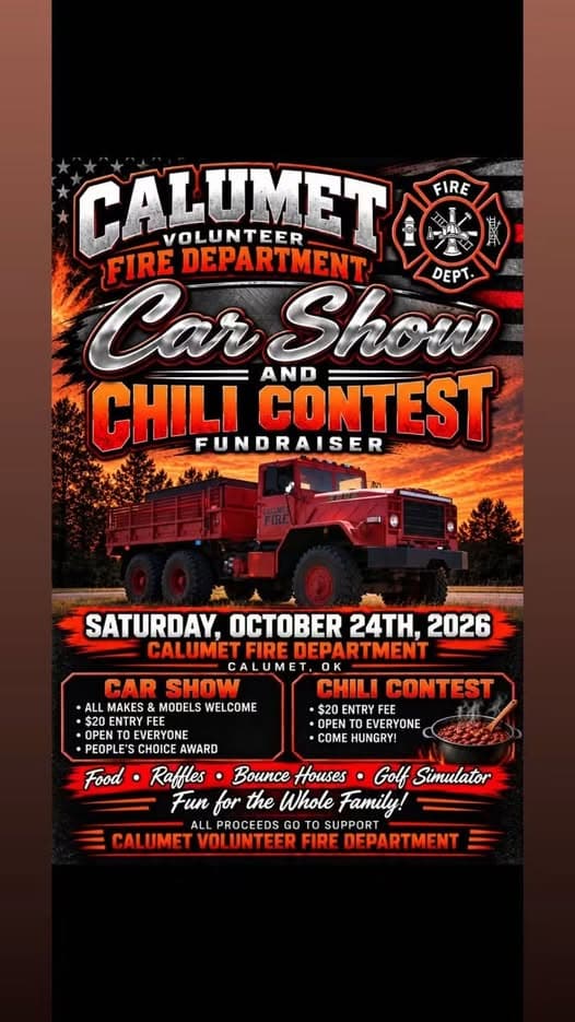 Calumet Volunteer Fire Department Car Show and Chili Contest Fundraiser