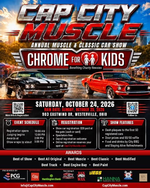 Cap City Muscle Annual Muscle & Classic Car Show: Chrome for Kids