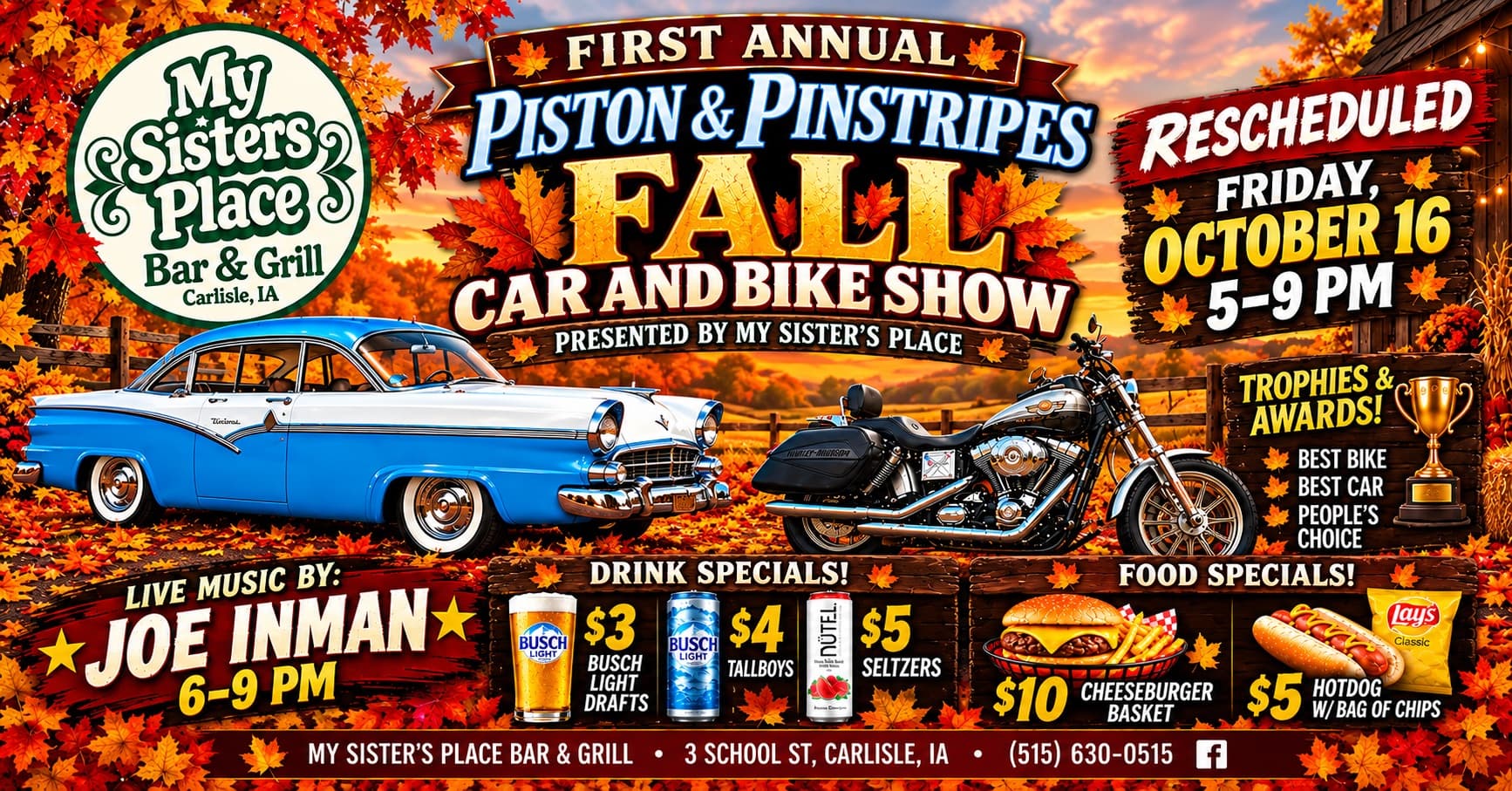 First Annual Piston & Pinstripes Fall Car and Bike Show