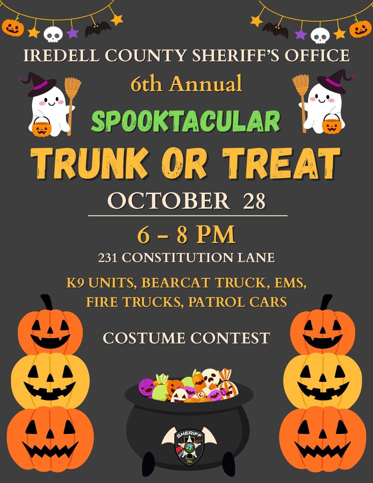 Iredell County Sheriff’s Office 6th Annual Spooktacular Trunk or Treat