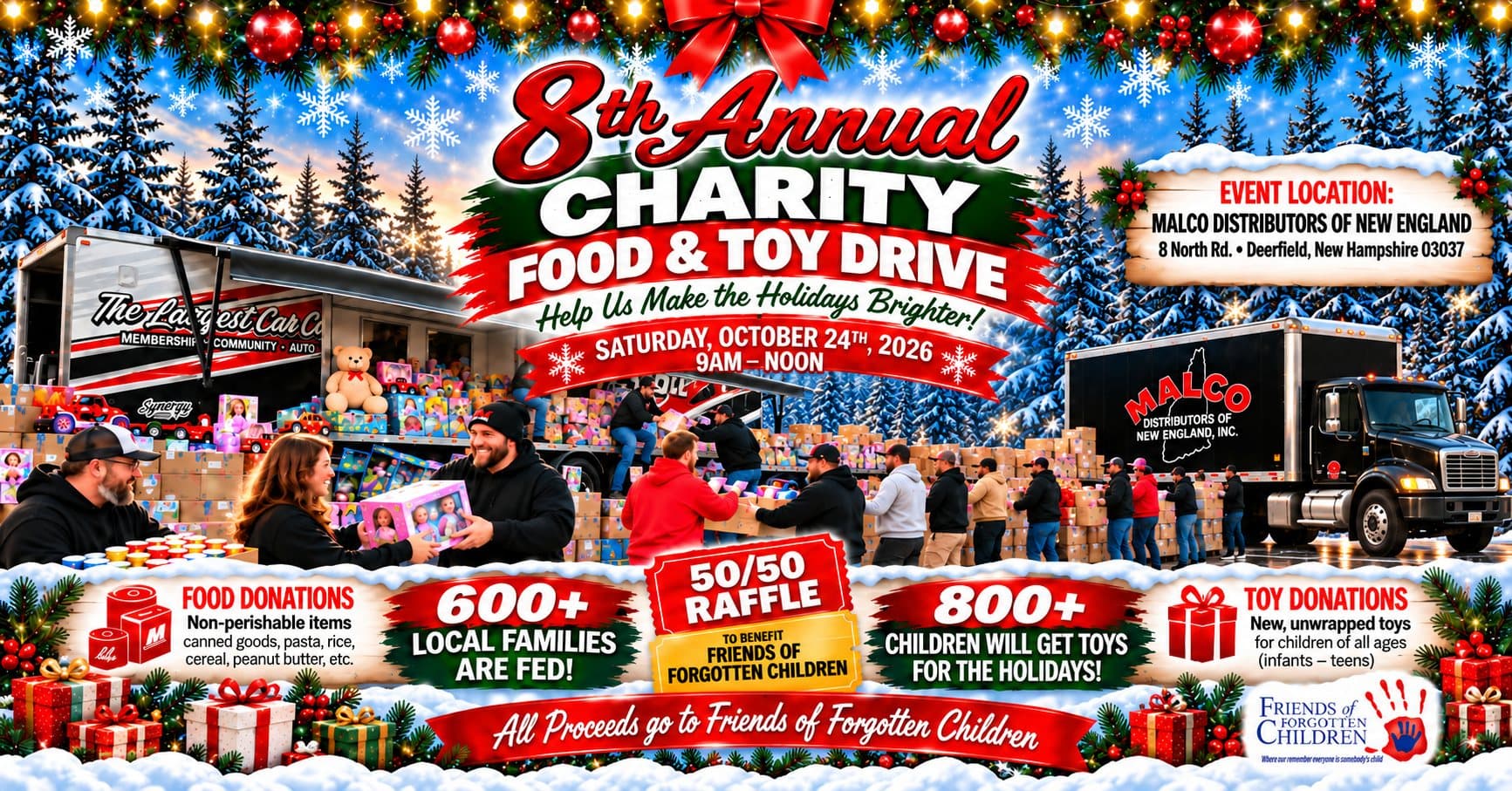 Malco Distributors of New England 8th Annual Charity Food & Toy Drive