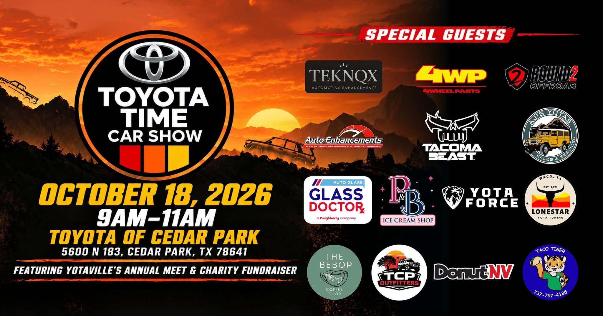 Toyota Time Car Show Featuring Yotaville’s Annual Meet & Charity Fundraiser