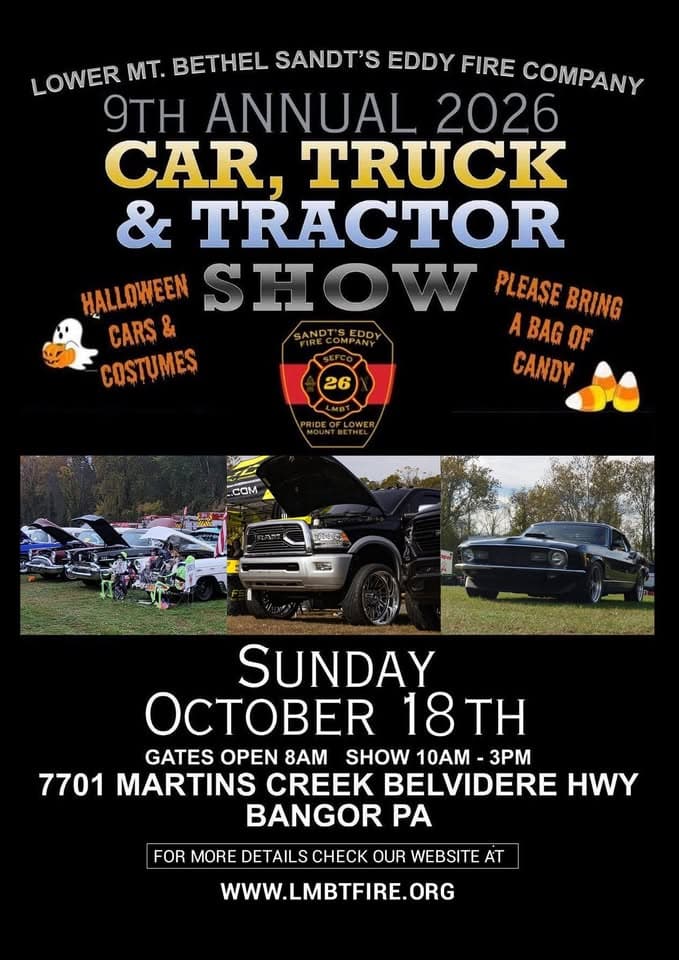 9th Annual Sandt’s Eddy Fire Company Car, Truck & Tractor Show