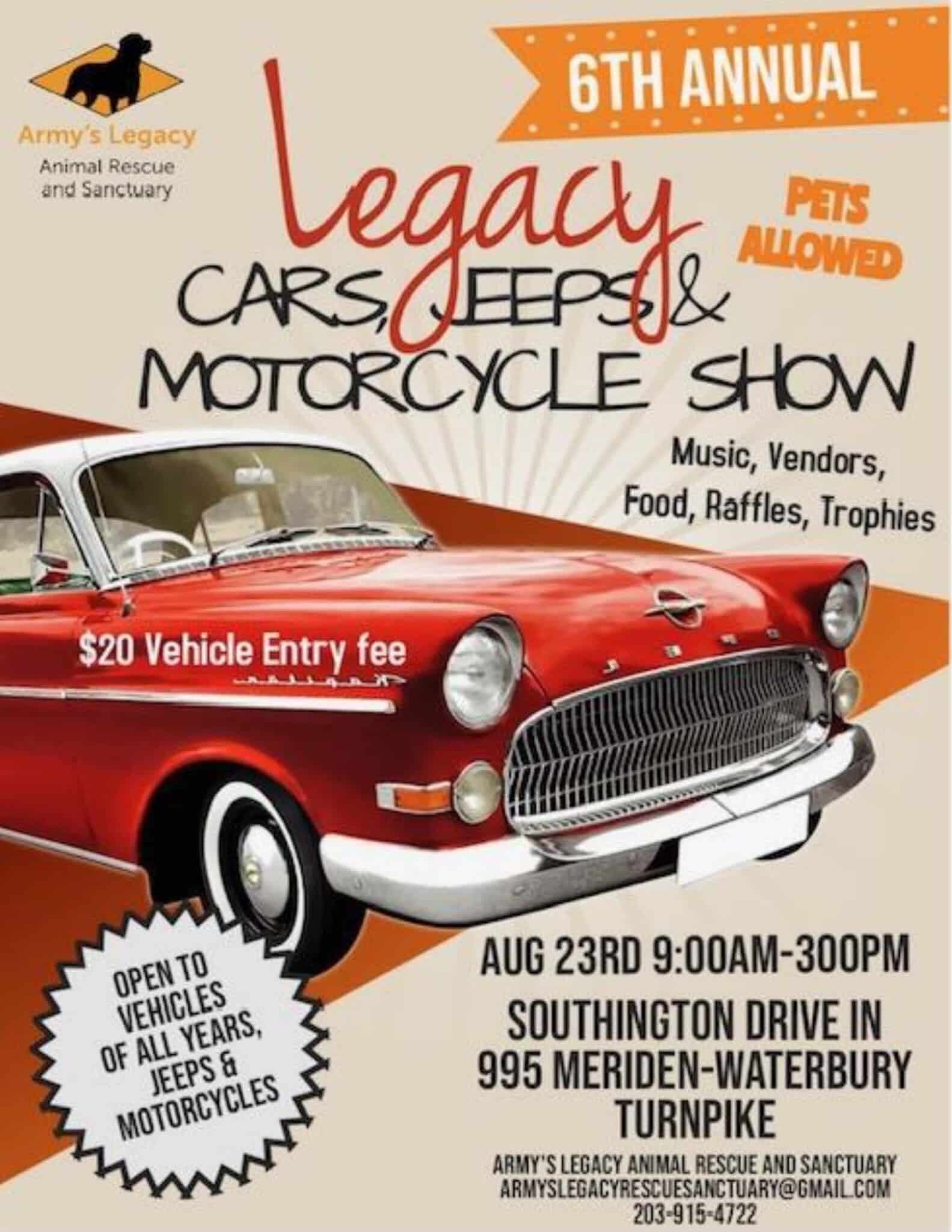 6th Annual Legacy Cars, Jeeps & Motorcycle Show
