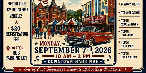 Hooray for Harriman Car Show (part of the Hooray for Harriman Labor Day Festival)